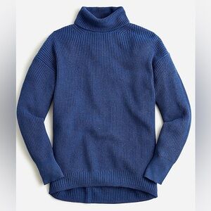 J. Crew Women’s Ribbed cotton-blend relaxed turtleneck sweater Navy Blue - XS